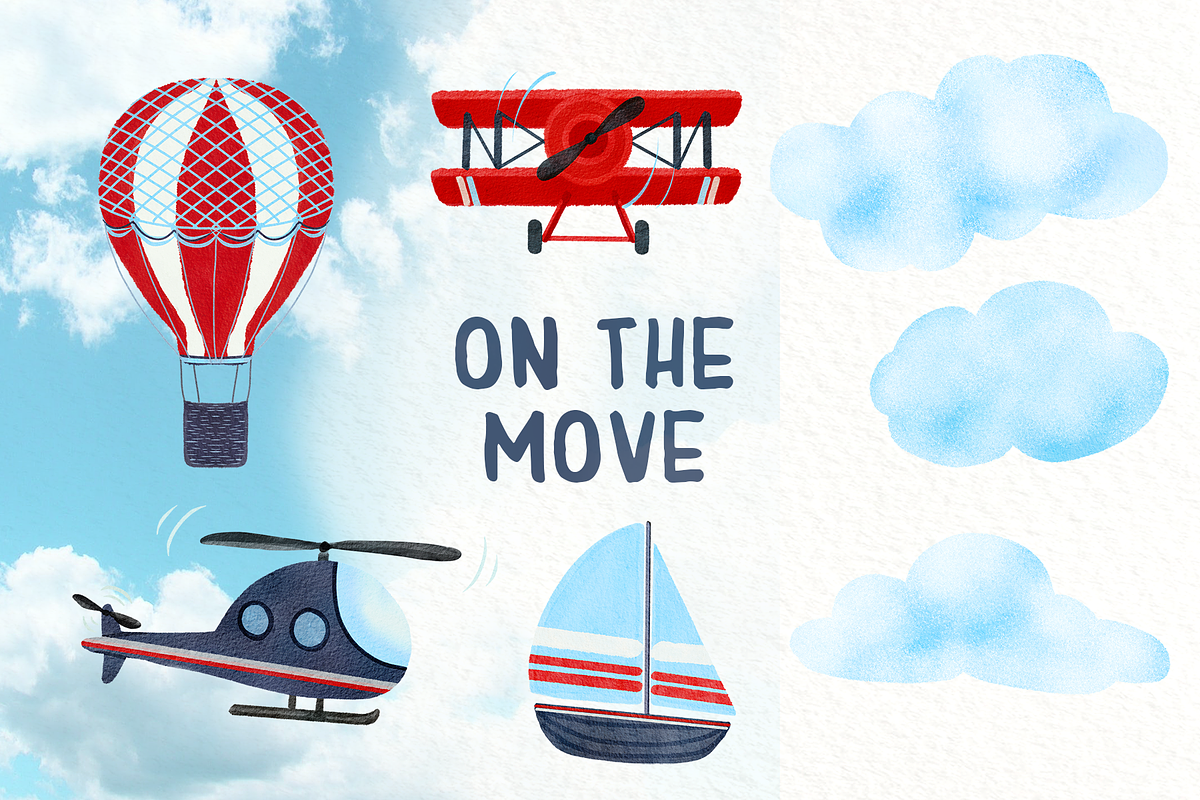 On the Move - Clip Art Set, a Decorative Illustration by Tati Bordiu Digital (Photo 1 of 4)