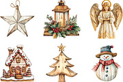 Wooden Christmas Sublimation Clipart, a Work Illustration by CraftArtStudio (Thumbnail 2 of 6)