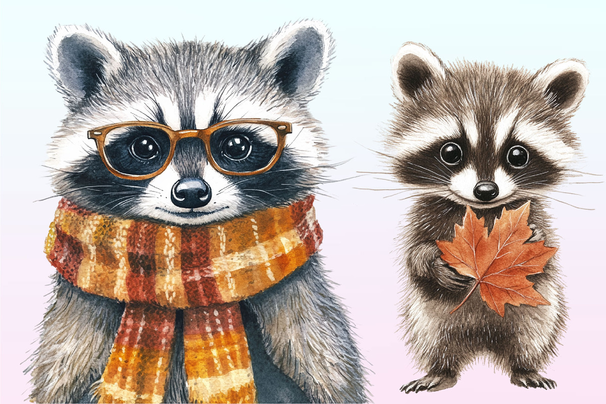 Autumn Raccoons Clipart, a Graphic by CitraGraphics (Photo 3 of 4)