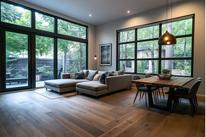 Modern living and dining room with, an Abstract Photo by Sergey Kotenev