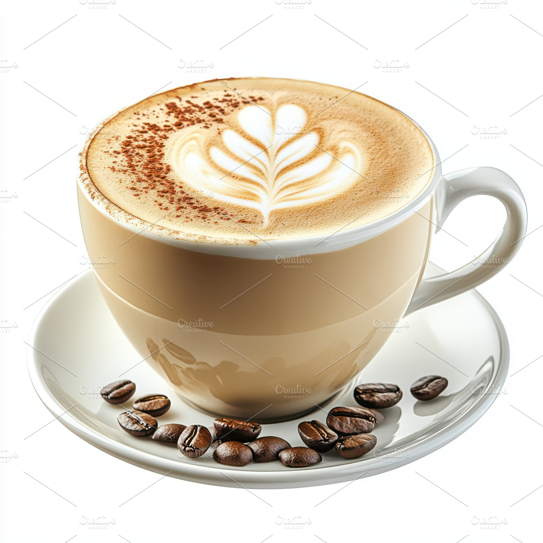 Realistic cappuccino coffee with lat, a Food & Drink Photo by Pixeness Studio