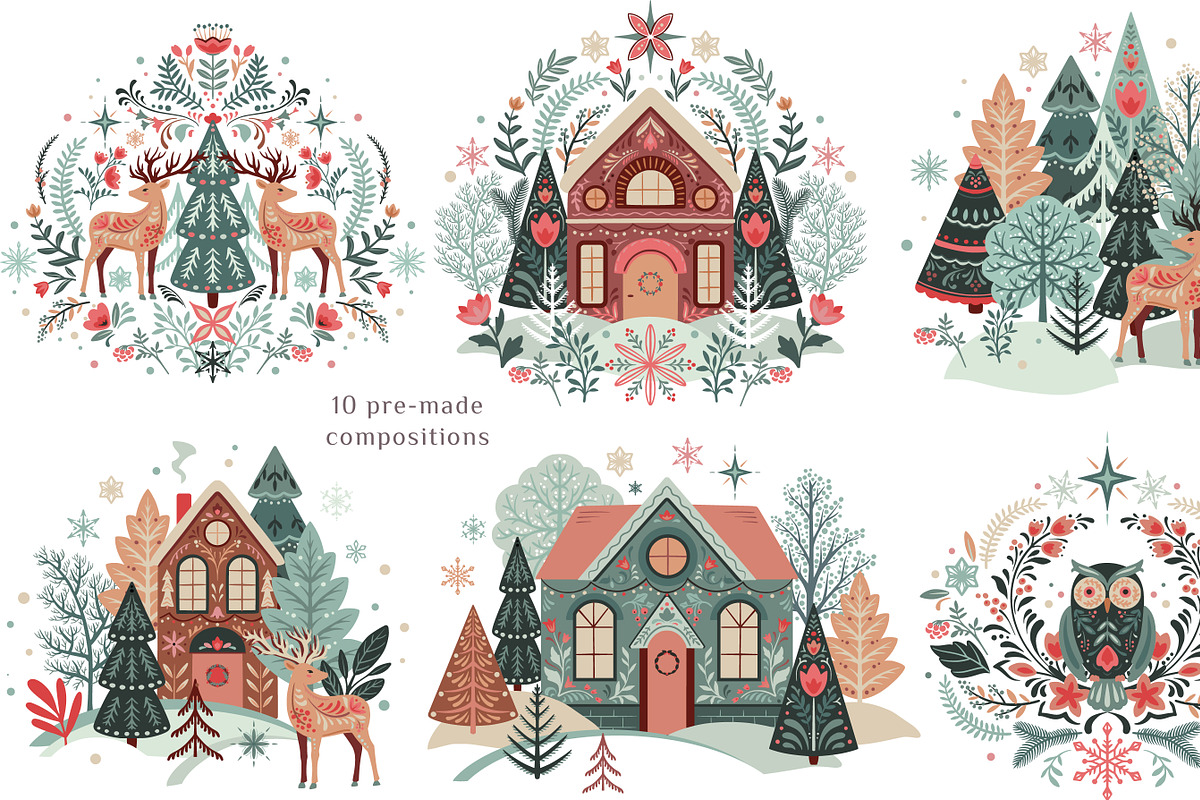 Christmas Folk Vector Collection, a Pattern Graphic by Molly art (Photo 5 of 12)