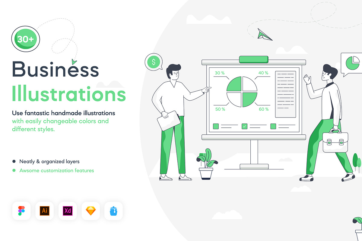 Flat Business Illustrations, a Finance Illustration by Brickclay (Photo 1 of 8)
