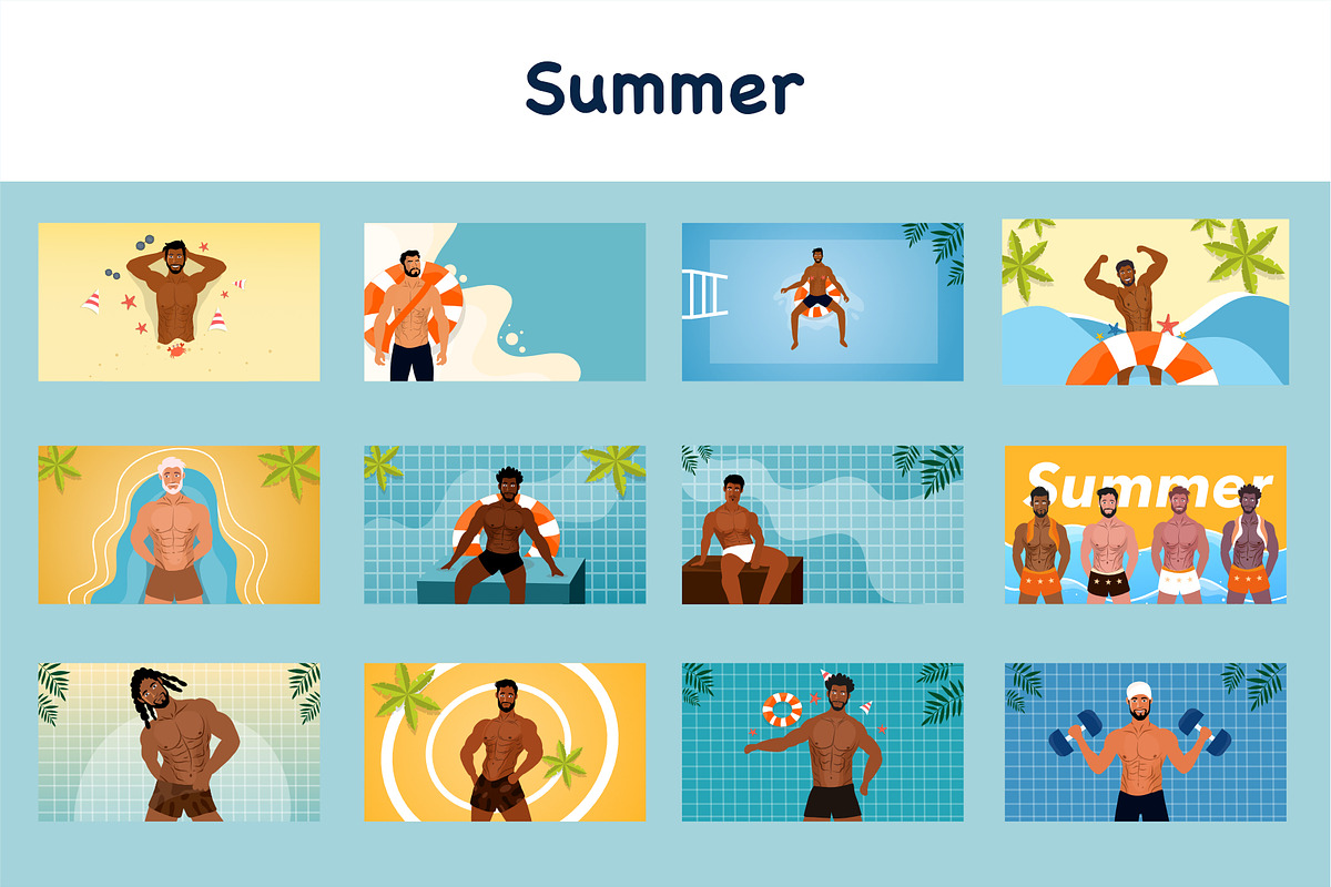 sexy man summer background, a Person Illustration by foxndeer (Photo 1 of 4)