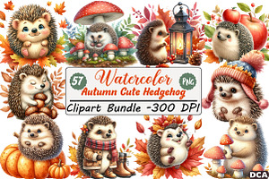 Autumn Cute Hedgehog Sublimation Cli, an Illustration by DreamCafeArt