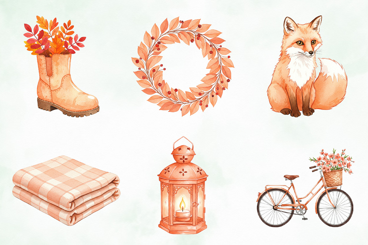 Peach Colored Autumn Clipart, an Illustration by Creative Art (Photo 3 of 10)