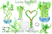 Lucky Bamboo - watercolor clipart, an Illustration by AqwaColor (Thumbnail 1 of 4)