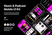 Music & Podcast Mobile UI Kit, an UI Kit Template by flr.24 (Thumbnail 1 of 2)