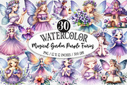Watercolor Magical Garden Purple, an Illustration by Designking (Thumbnail 1 of 5)