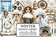 Watercolor Winter Snowy Clipart, an Illustration by Libby Wishes (Thumbnail 1 of 5)