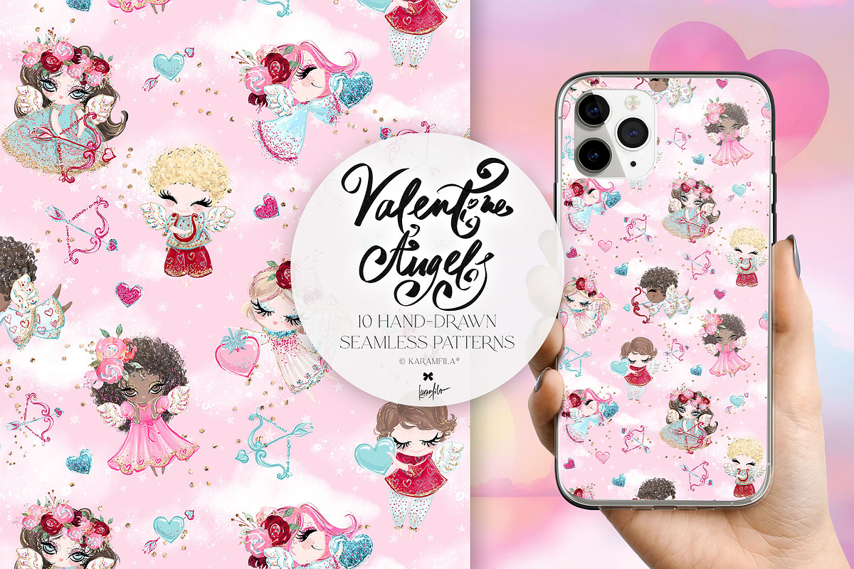 Valentine Cupid Seamless Patterns, a Pattern Graphic by KaramfilaS (Photo 5 of 12)