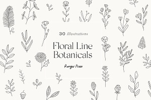 Wildflowers Line Art Botanicals, an Illustration by LifestyleCraftCo