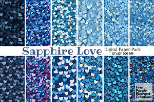 Chunky Blue Heart Glitter Valentine