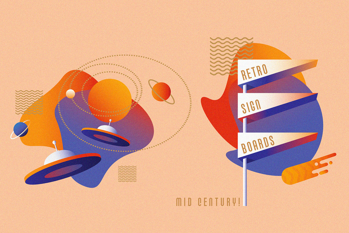 Space Voyage - Retro Design Toolkit, an Object Illustration by Polar Vectors (Photo 9 of 23)