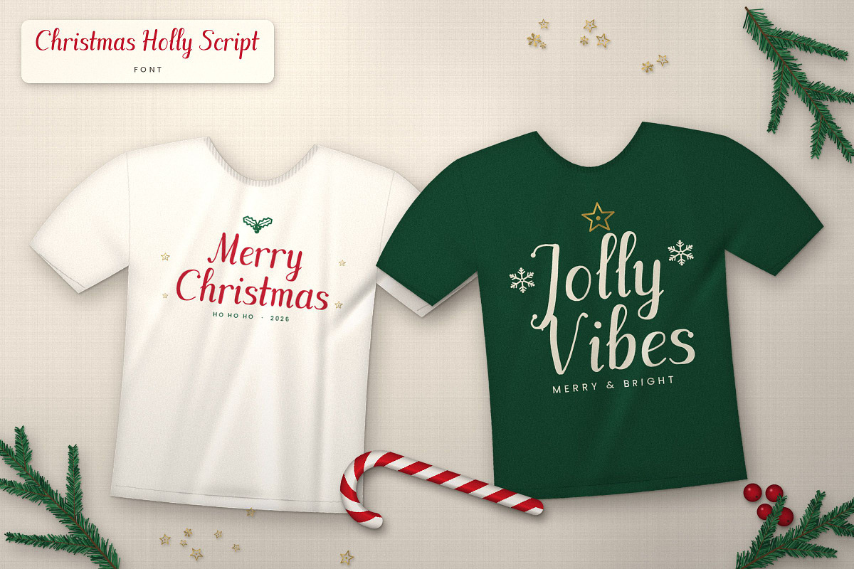 Christmas Holly Script Font, a Script Font by vladocar (Photo 8 of 9)