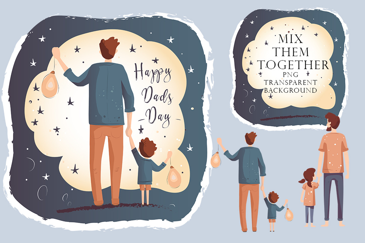 Father Day Vector Illustrations, an Object Graphic by Evgeniia (Photo 2 of 10)