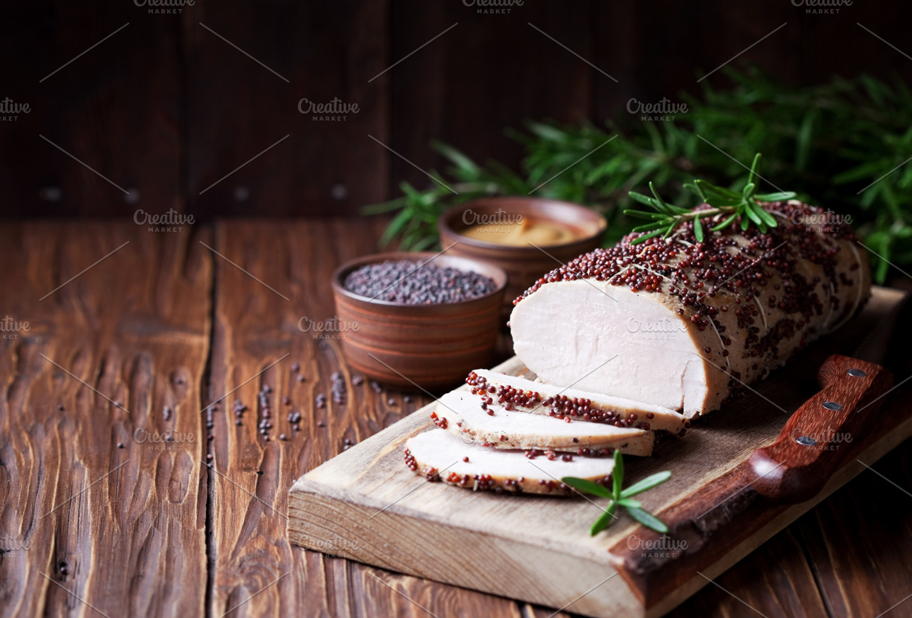 Roasted pork tenderloin in mustard marinade, a Food & Drink Photo by Y. A. Photo