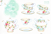 It's Tea Time! Watercolor Cliparts, an Animal Illustration by everysunsun (Thumbnail 3 of 4)