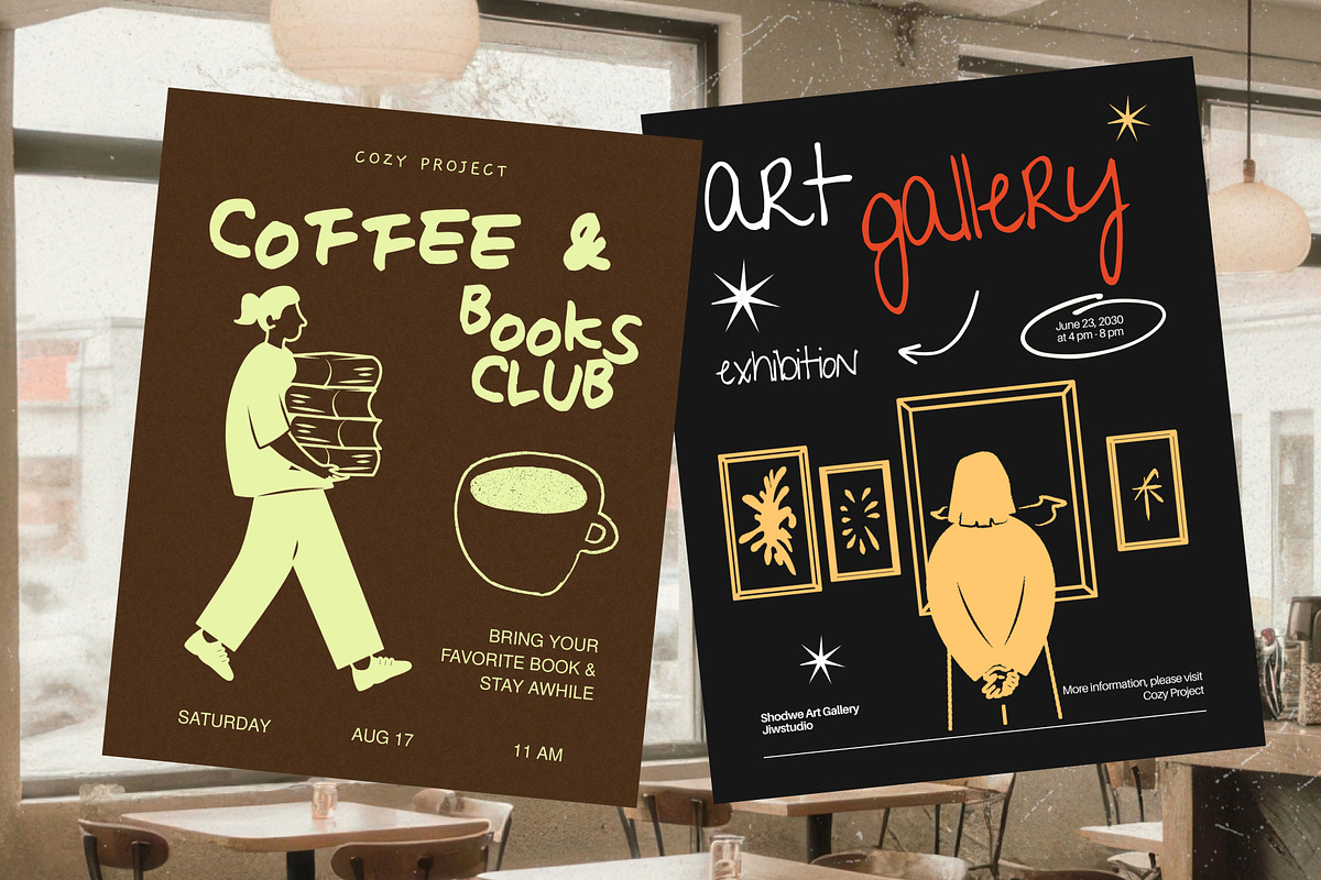 Cozy Lifestyle : Pet, Book, Plant, a Person Illustration by Jiwstudio (Photo 16 of 21)
