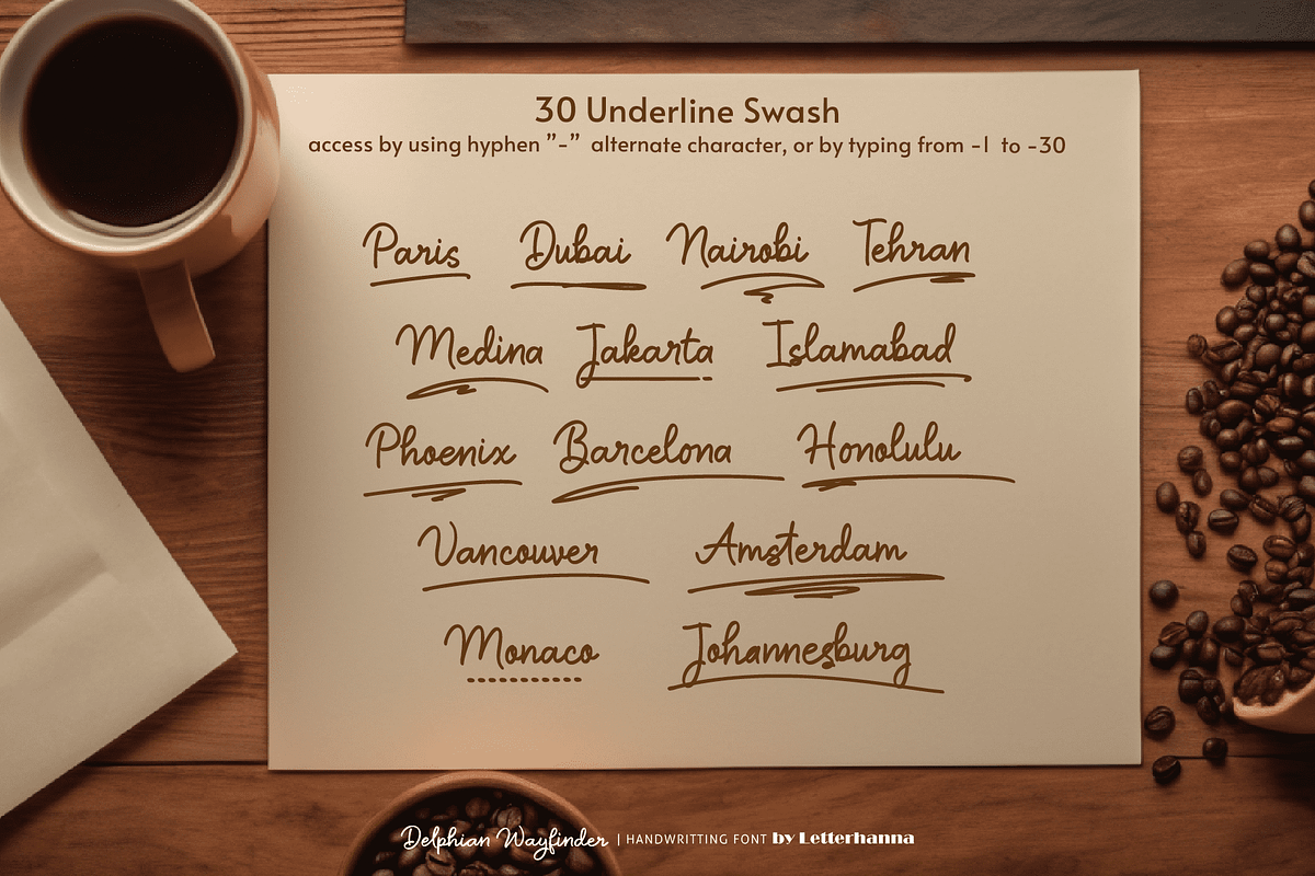 Delphian Wayfinder Font, a Handwritten Font by Letterhanna Studio (Photo 9 of 12)