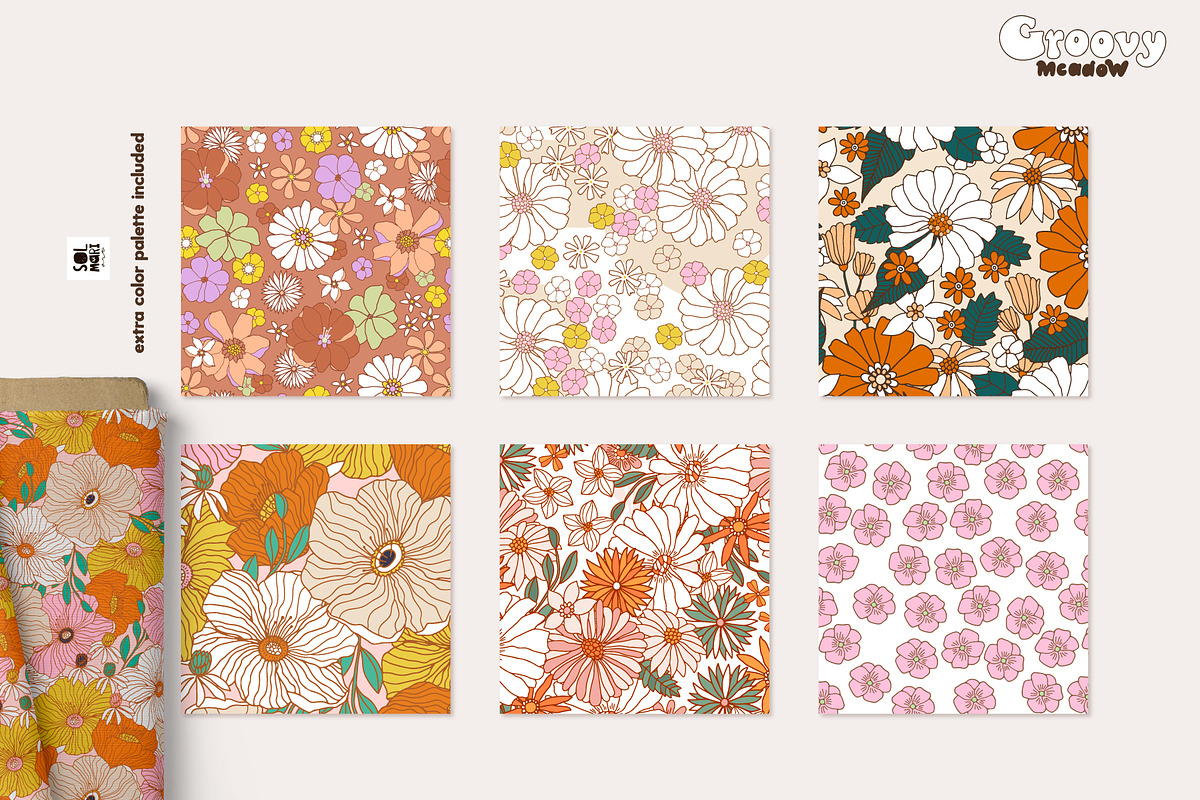 Groovy Meadow floral collection, a Pattern Graphic by solmariart (Photo 5 of 10)