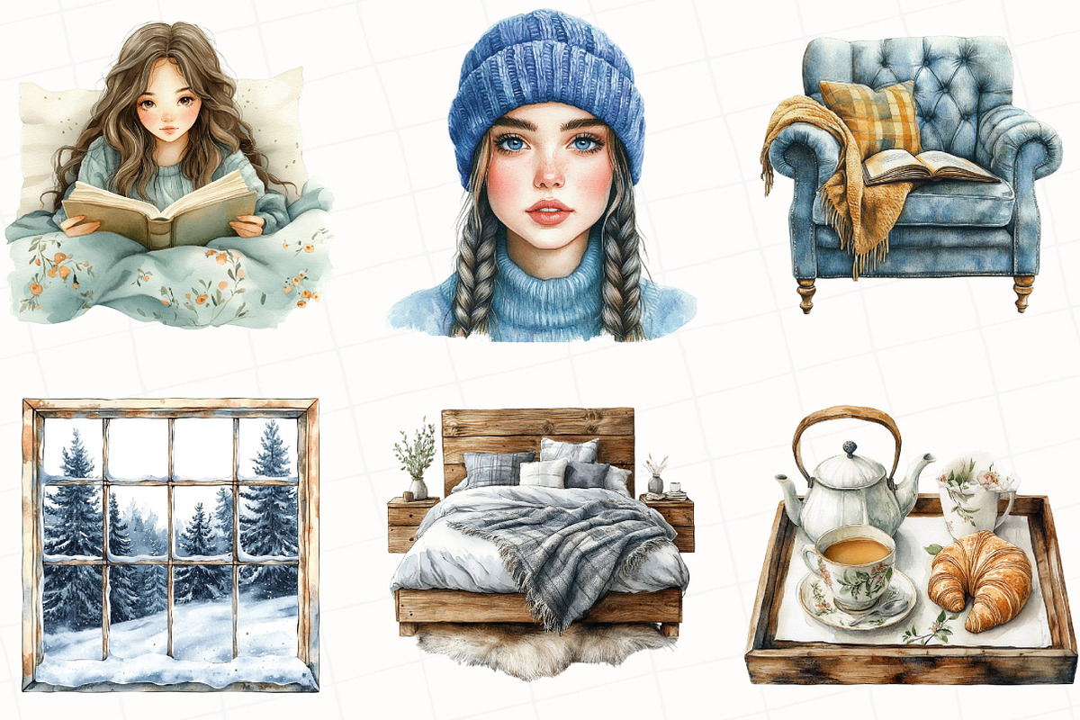 Watercolor Winter Mood ClipArt, an Illustration by OK Design (Photo 2 of 5)