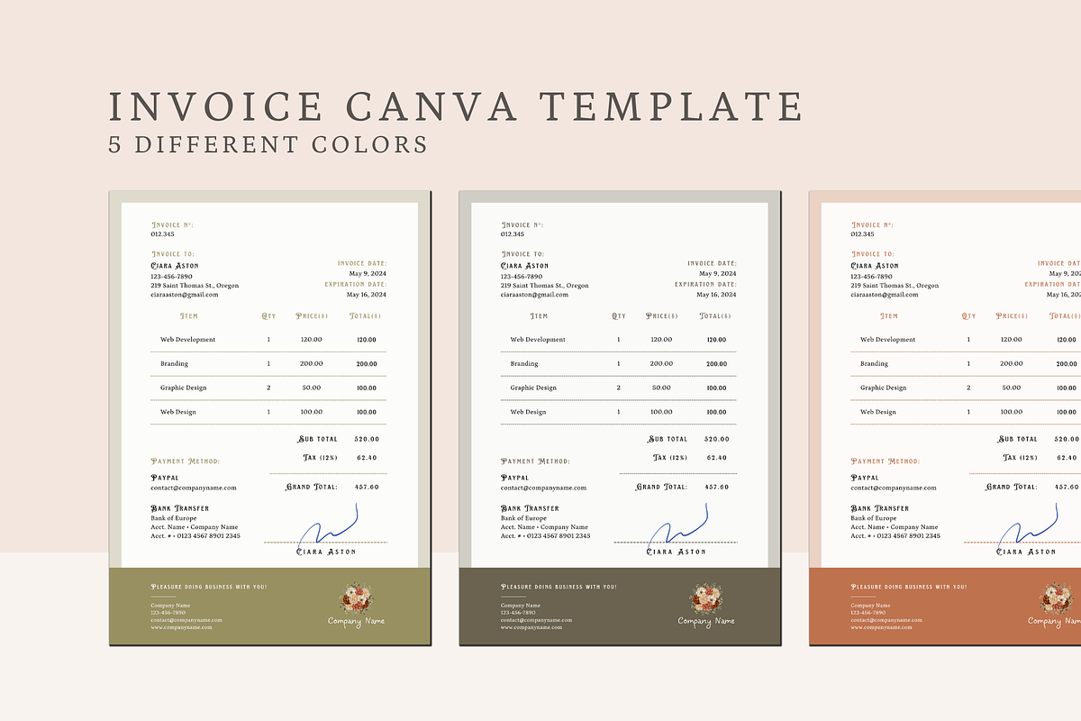 INVOICE CANVA TEMPLATE, a Print Template by The Little Lily Studio (Photo 2 of 5)