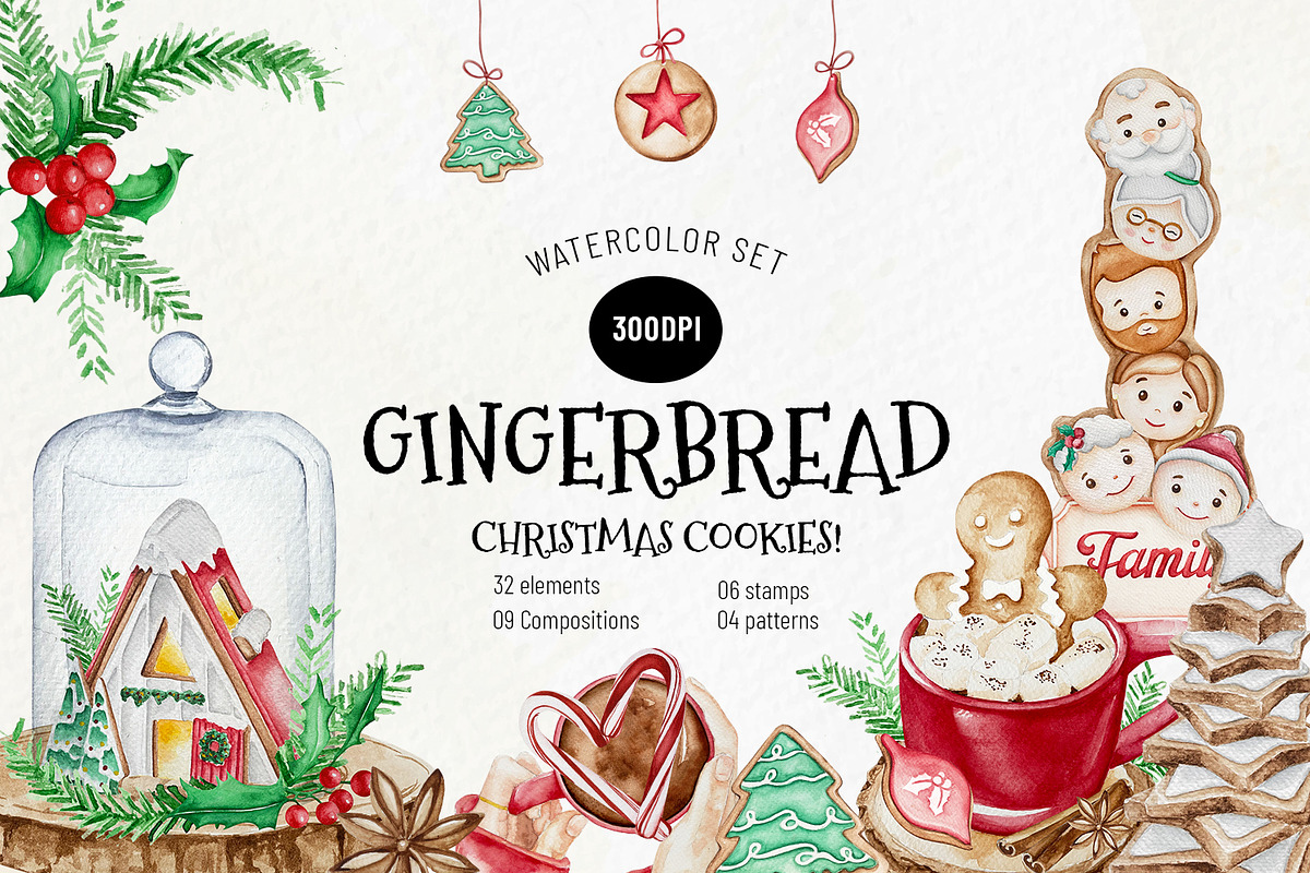 Watercolor - Christmas Gingerbread, a Decorative Illustration by bylin_illustration (Photo 1 of 9)