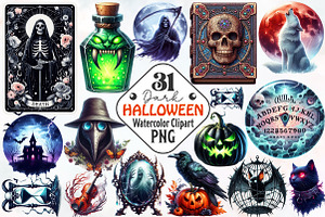 Dark Halloween Sublimation Clipart, an Illustration by RobertsArt