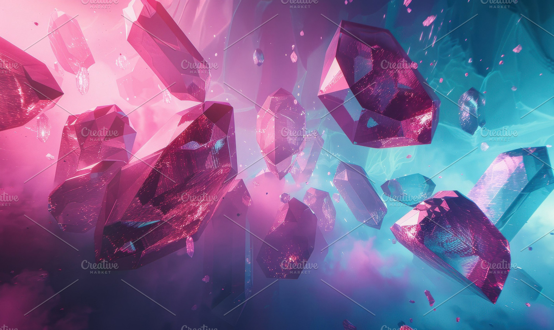 Vivid digital art of sparkling cryst, a Photo by LOGOCREATIVE