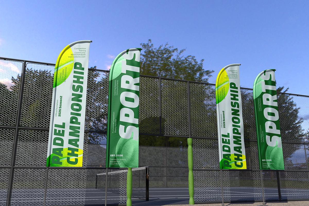 Promotional Padel Pole Flag Mockup, an Advertising Mockup by Bartama Graphic (Photo 3 of 5)