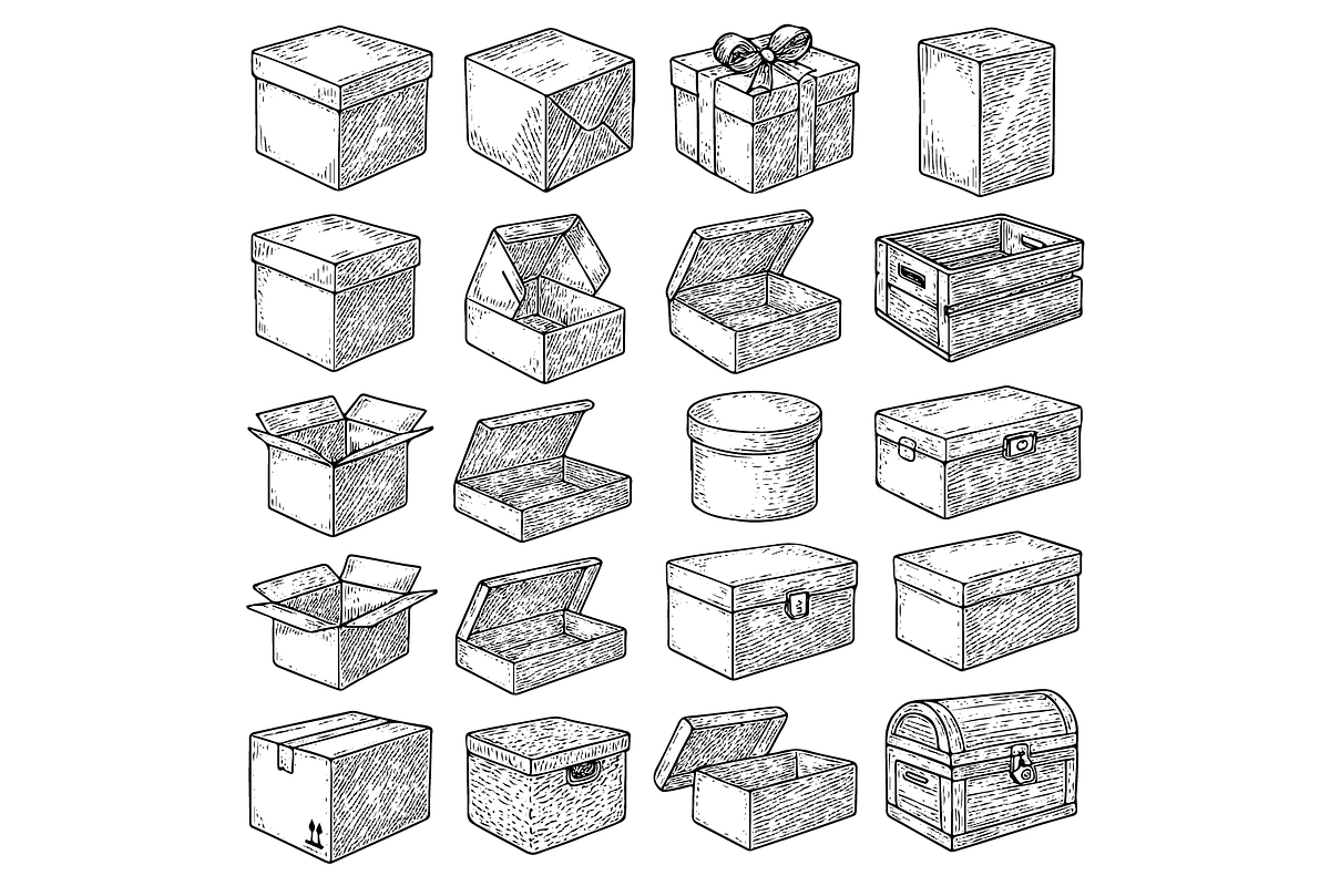 Assorted Boxes and Containers Set, an Object Graphic by nikagraphic