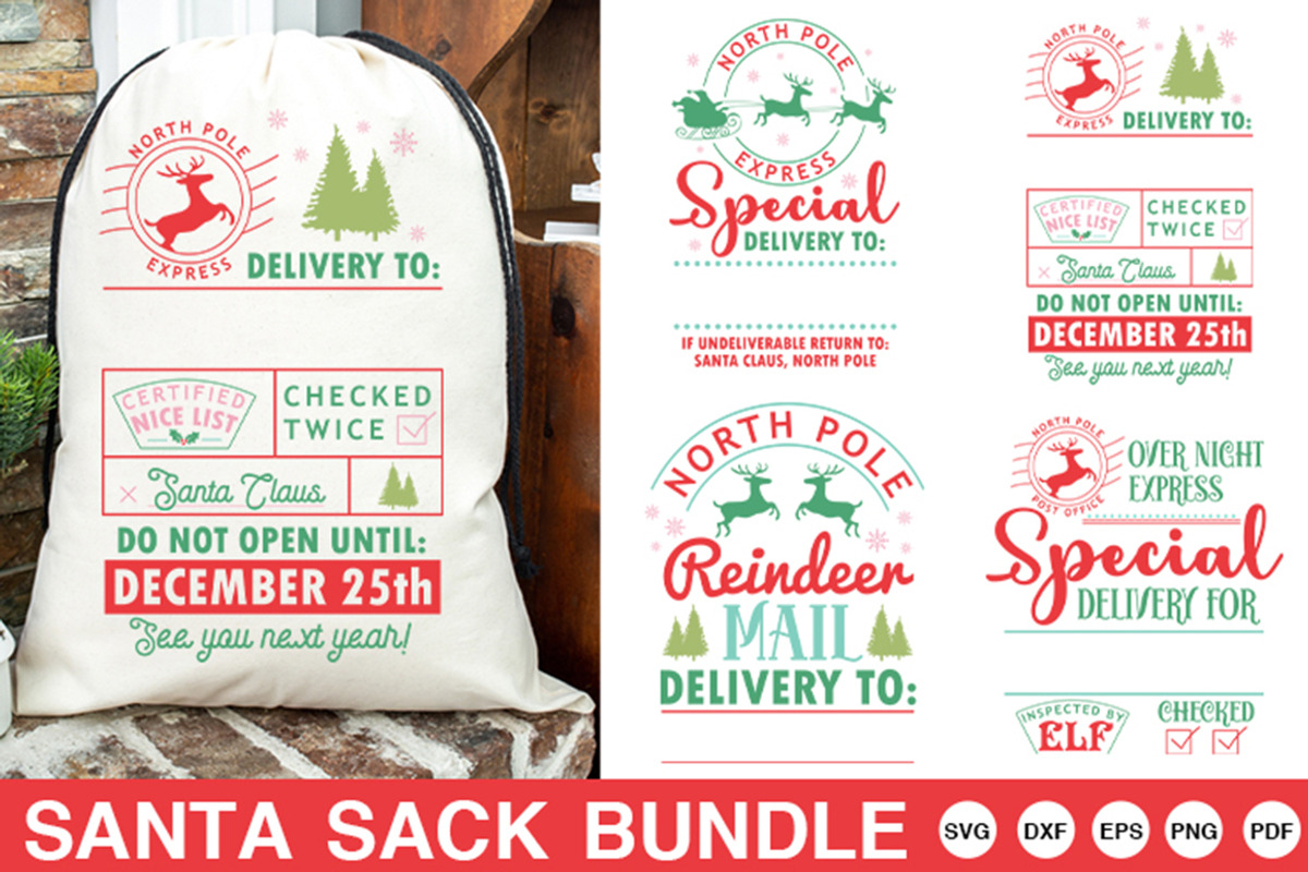 Santa Sack Bundle SVG, an Illustration by Etcify