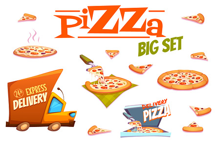 Vector set of Pizza design elements