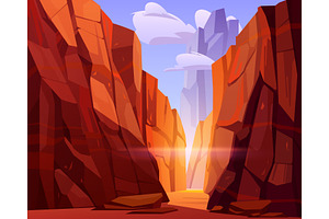 Desert Road In Canyon With Red