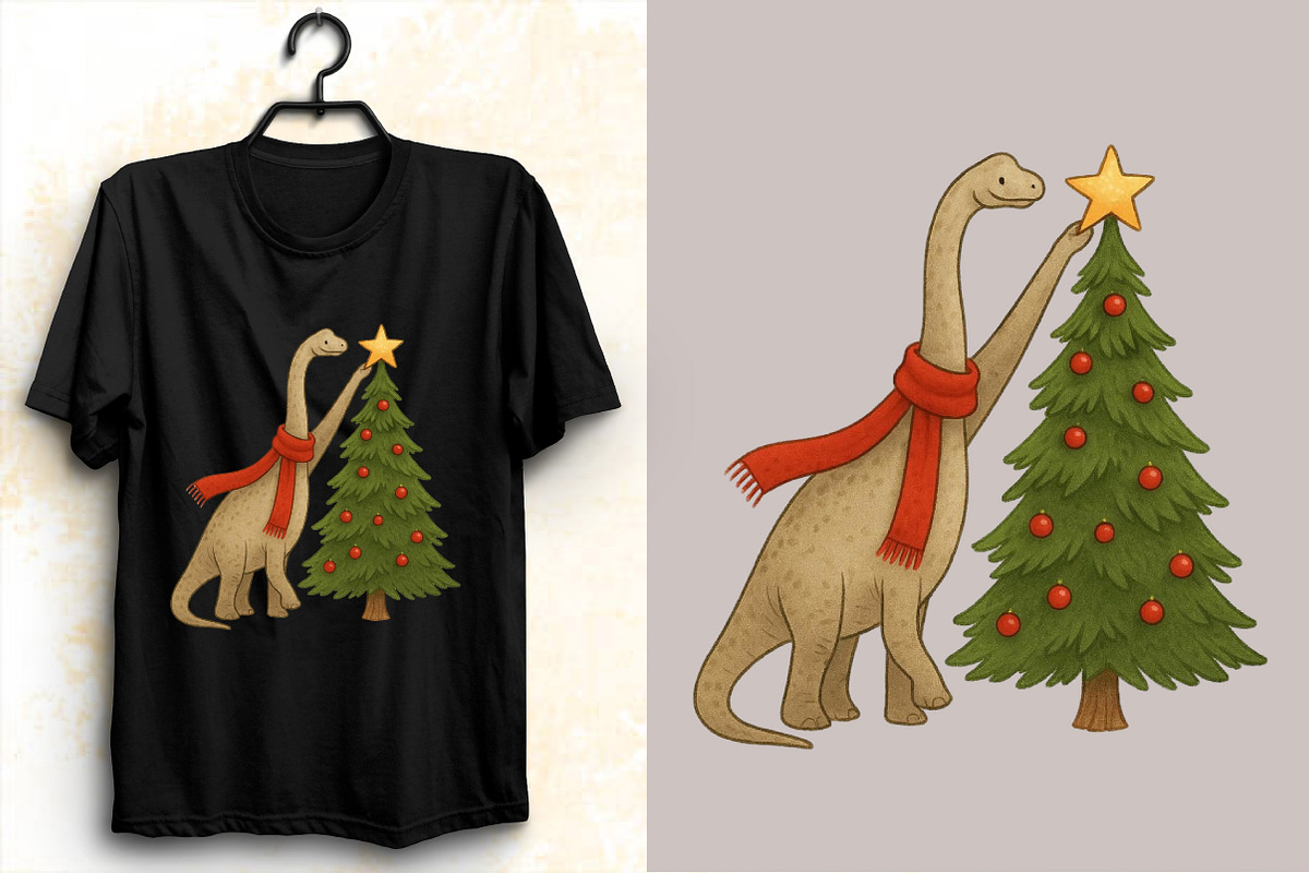 Cute Christmas Dinosaur Sublimation, an Illustration by SVGArt (Photo 7 of 8)