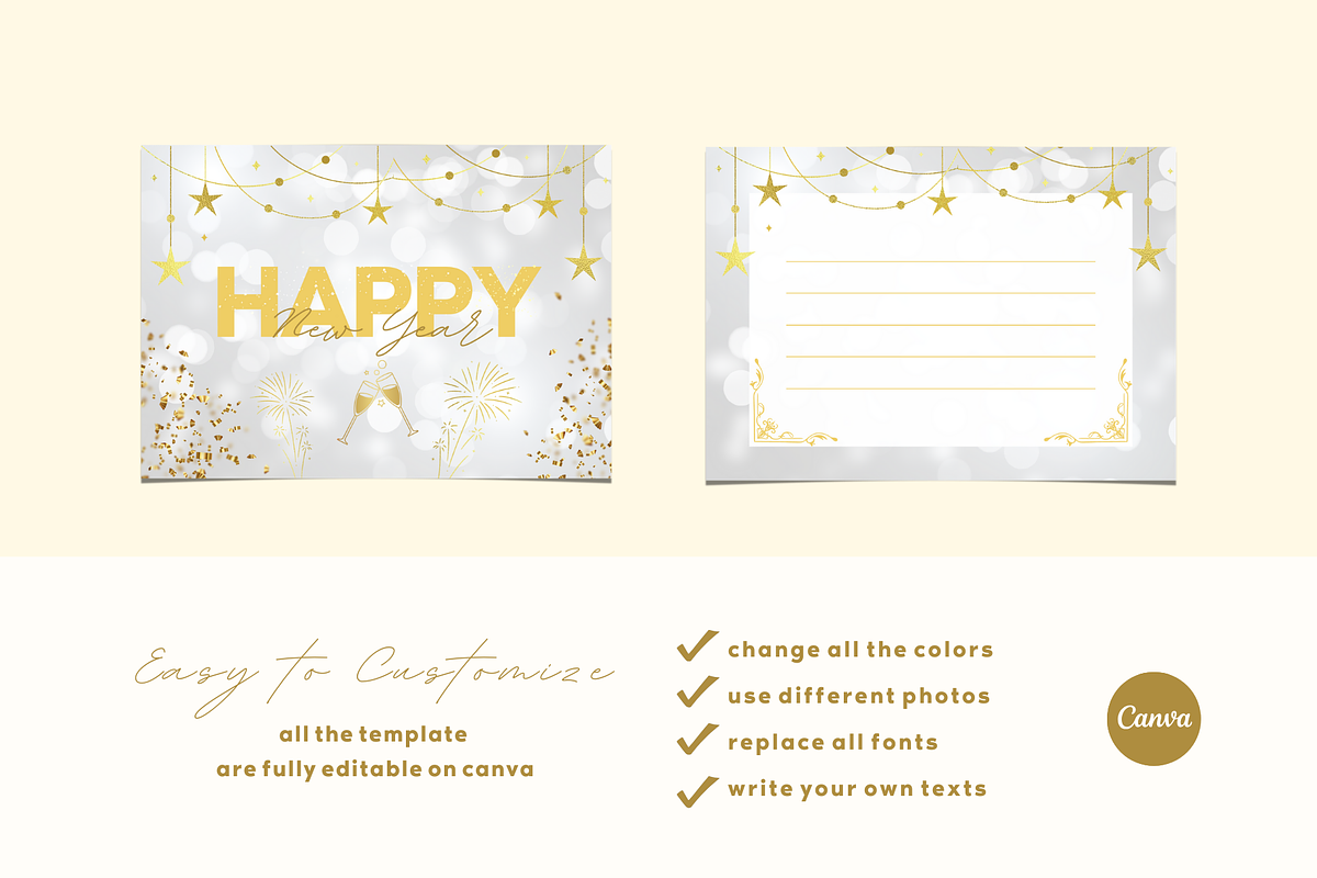 New Year GREETING CARD CANVA TEMPLAT, a Card Template by The Little Lily Studio (Photo 5 of 5)