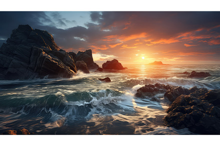 coast water sunset ocean landscape, a Nature Photo by pikepicture