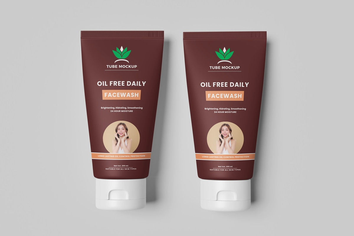 Face wash Tube Packaging Mockup, a Packaging Mockup by AndikaGraphic (Photo 2 of 6)