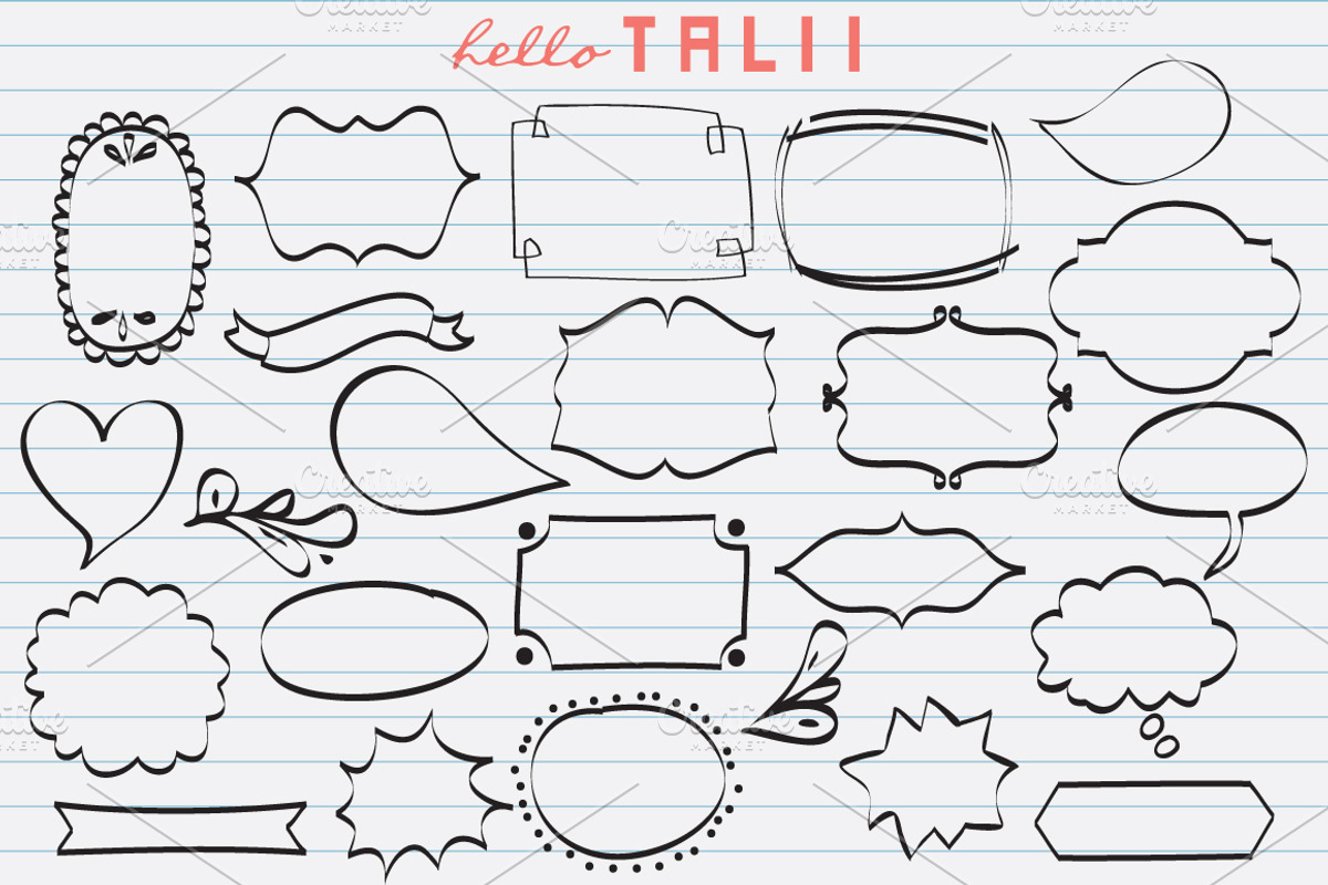 101 doodles clipart + 3 copybook JPG, an Education Illustration by Hello Talii (Photo 3 of 4)