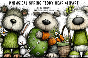 Whimsical Spring Teddy Bear Clipart, an Illustration by CreationArt (Thumbnail 1 of 6)
