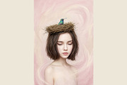 Surreal Bird Nest Portrait, a Person Illustration by StockVerse Creative (Thumbnail 2 of 4)