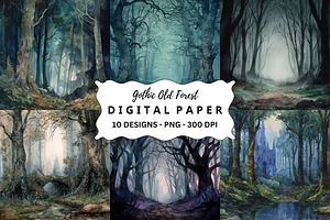 Gothic Old Forest Backgrounds, a Background Graphic by PcuDesigns Illustrations