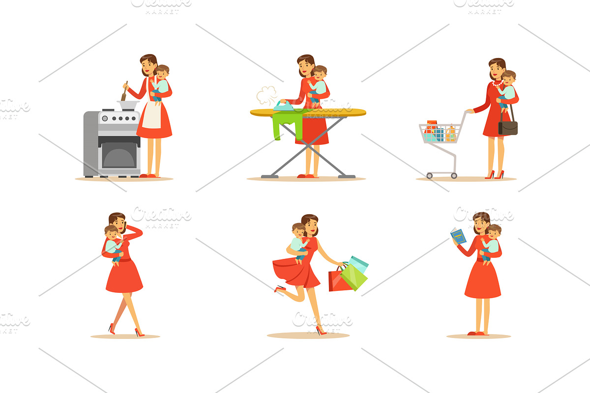 Housewife Engaging in Different, a Person Illustration by TopVectors