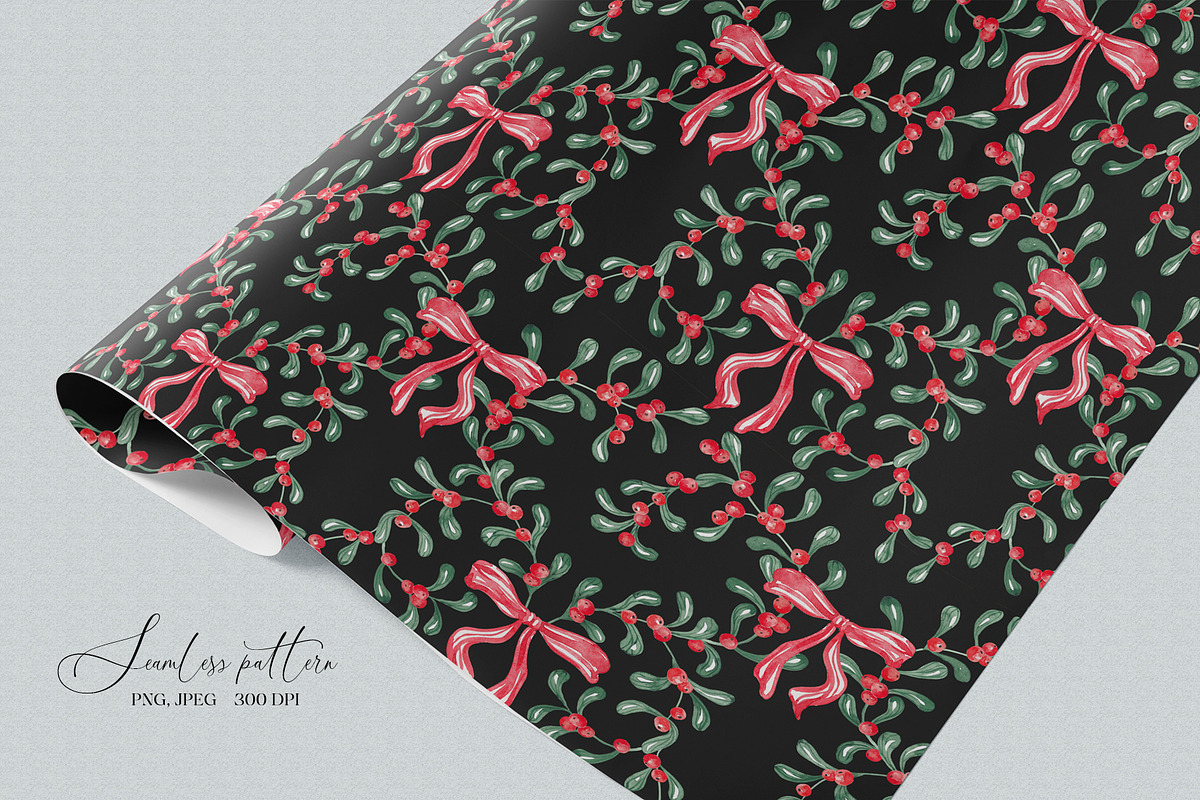 Christmas Mistletoe Ornamental Print, a Pattern Graphic by SirenaArt (Photo 12 of 14)