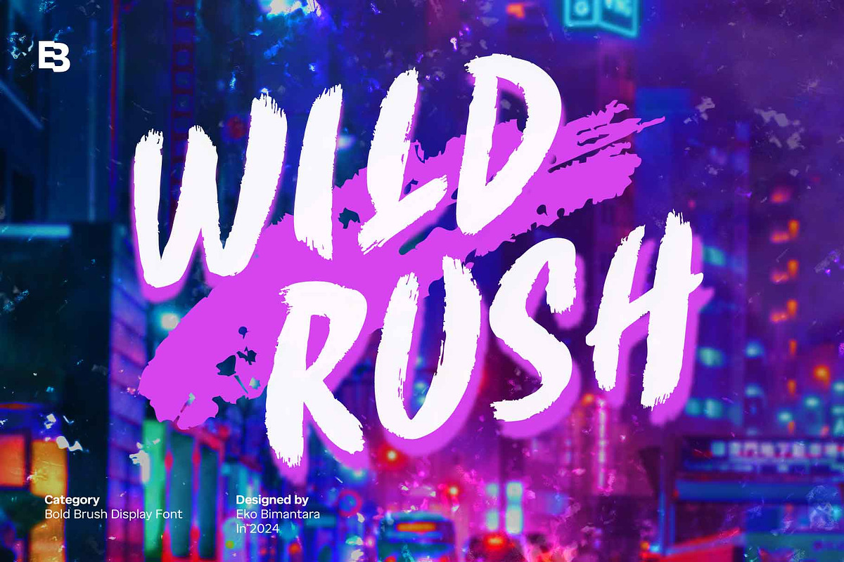 Wild Rush; Bold Brush Display Font, a Handwritten Font by Eko Bimantara (Photo 1 of 4)