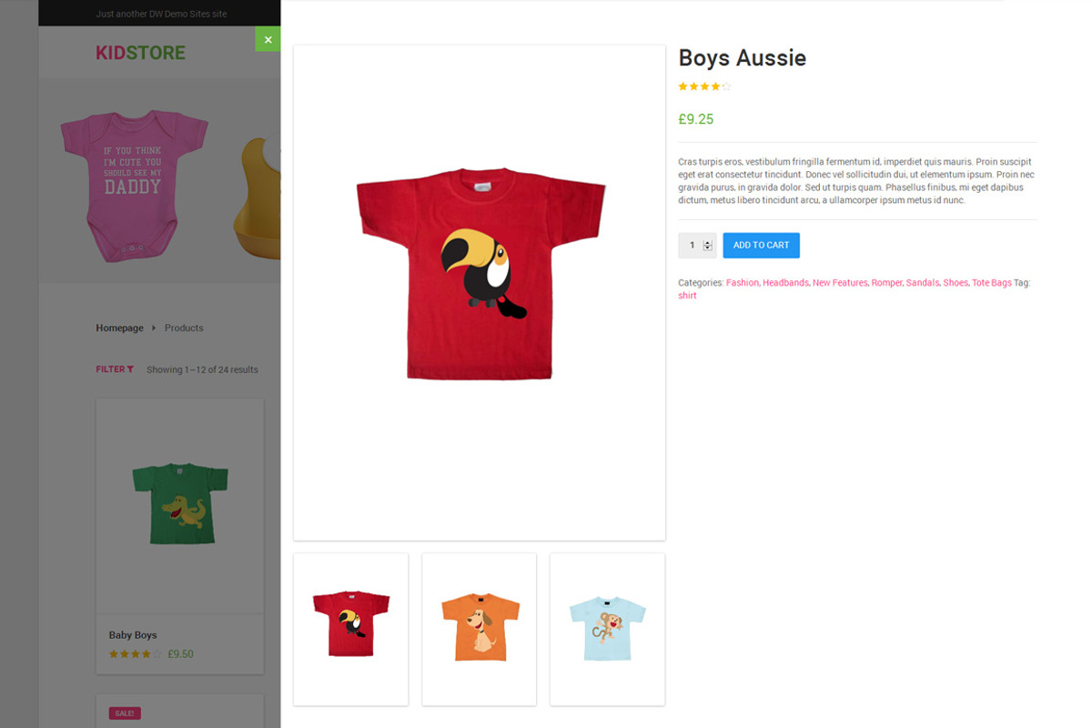 DW KidStore - WP eCommerce Theme, a WordPress Template by DesignWall (Photo 3 of 6)
