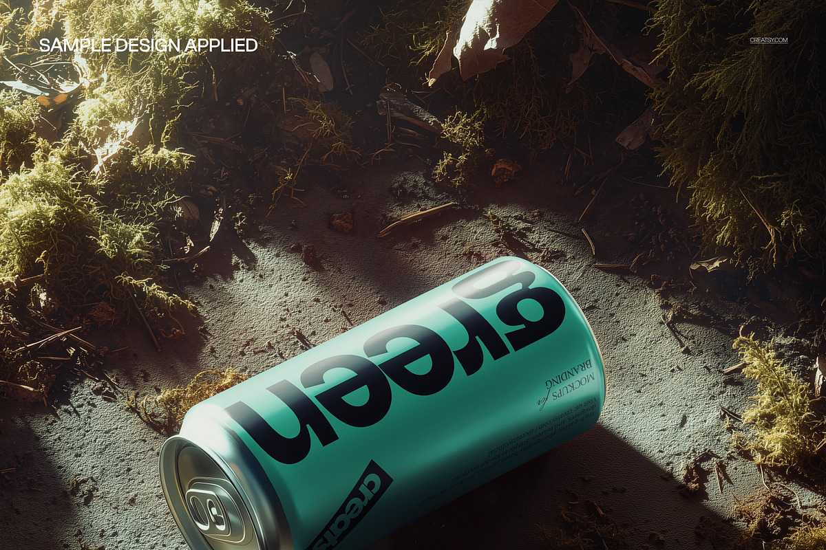 Nature-Themed Beverage Can Mockup, a Cups & Container Mockup by creatsy5 (Photo 4 of 5)