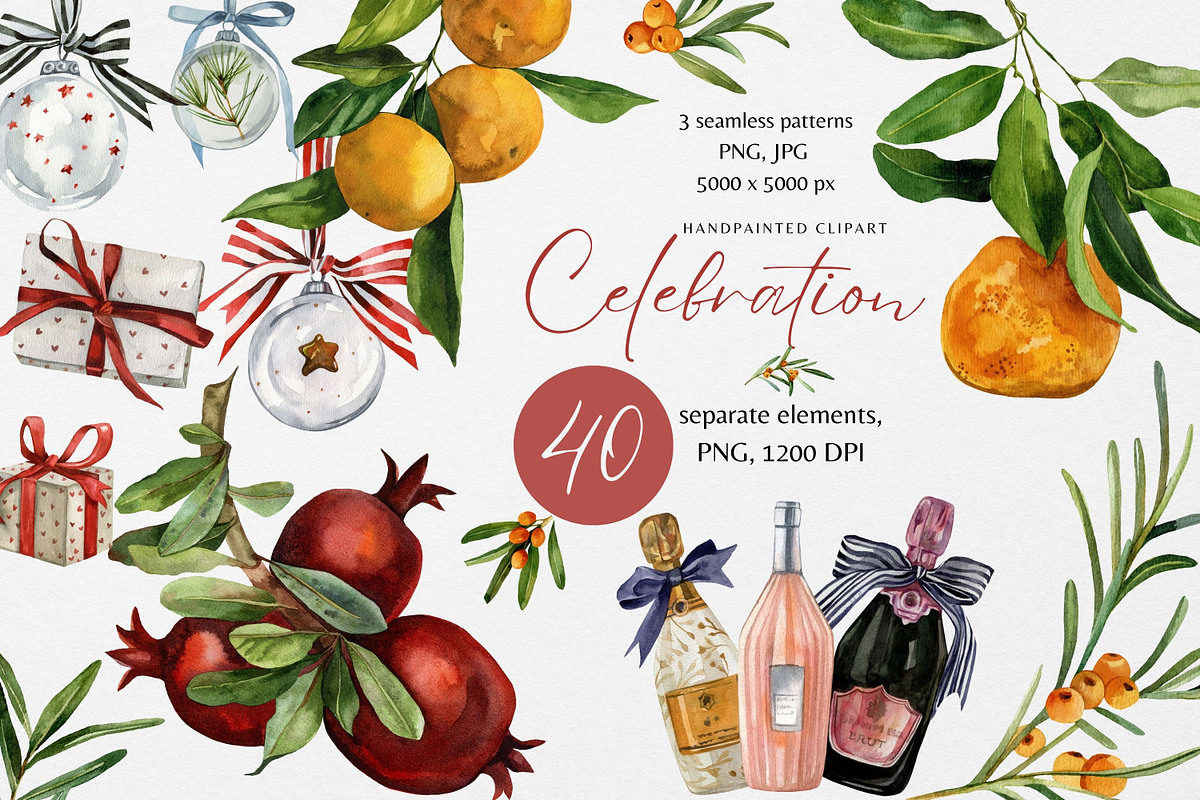 Celebration event clipart watercolor, a Decorative Illustration by Artcard Watercolor (Photo 1 of 13)