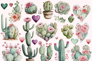 Boho Cactus & Succulent Clipart